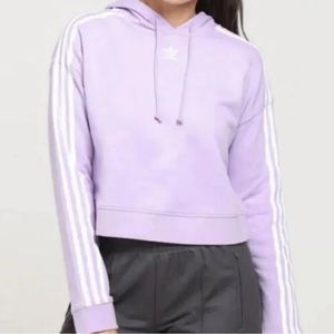 Adidas lilac 3-stripes crop sweater